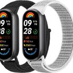 سوار نايلون لساعة شاومي مي باند 9/8، سوار رياضي بديل ناعم قابل للتعديل وجيد التهوية لساعة شاومي مي الذكية باند 8/9 للرجال والنساء