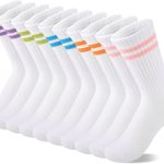 كومفو اكس 10 ازواج من الجوارب القطنية للبنات، جوارب رياضية مخططة ناعمة كاجوال للاطفال بعمر 4-6 6-8 8-10 سنوات