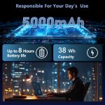 ⁦لابتوب العاب بشاشة FHD 16 انش وذاكرة RAM 16GB وSSD 512GB ومعالج N100 (حتى 3.4GHz)، ويندوز 11 اصدار احترافي، بلوتوث 5.0 HDMI، يدعم شحن نوع C، واي فاي، بطارية 5000mAh، رمادي⁩ - الصورة ⁦5⁩