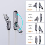 ⁦بي زوز كيبل USB C الى لايتنينج بطول 1.5 متر، 140 واط، كيبل شحن متعدد 4 في 1، كيبل نوع C مع شاشة LED، سلك شحن سريع لايفون 16 15 برو ماكس وايباد وماك بوك وسامسونج وغيرها⁩ - الصورة ⁦4⁩