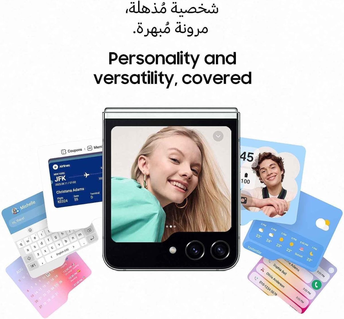 ⁦سامسونج جوال جالكسي زد فليب 5 قابل للطي، ذاكرة رام 8 جيجا، تخزين 512 جيجا، عمر بطارية طويل، تصميم قلاب، ارجواني فاتح - اصدار عالمي (مجدد)⁩ - الصورة ⁦3⁩