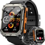 كاستويف ساعة ذكية عسكرية للرجال مع ضغط الدم (الرد / اجراء المكالمات)، ساعة ذكية تكتيكية متينة لاجهزة اندرويد وايفون، مقاومة للماء حتى 10 ايه تي ام، للياقة البدنية في الهواء الطلق مع معدل ضربات القلب،