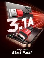 ⁦جي سوكس كيبل USB C بطول 2 متر [عبوتان]، كيبل USB نوع C 3.1 امبير للشحن السريع، سلك شحن USB A الى USB C متوافق مع ايفون 16/16 بلس/16 برو ماكس/15 سيريز، سامسونج جالاكسي S20 S10 S9، نوت 20 10، ال جي احمر⁩ - الصورة ⁦3⁩