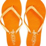 اس اف ان شبشب فليب فلوب للشاطئ للنساء بنعل غير قابل للانزلاق بنمط شيفرون - صندل ثونغ برتقالي مريح لحمام السباحة والعطلات والنزهات الصيفية
