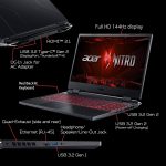 ⁦ايسر لابتوب العاب نيترو 5 AN515-58-525P | انتل كور i5-12500H انفيديا جيفورس RTX 3050 GPU 15.6 انش FHD 144Hz IPS 8GB DDR4 512GB PCIe جيل 4 SSD كيلر واي فاي 6 كيبورد باضاءة خلفية، اسود⁩ - الصورة ⁦5⁩