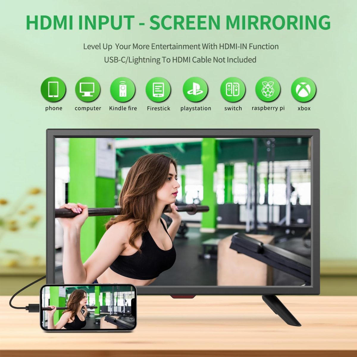 ⁦تلفزيون 20 بوصة من جيكسيوب، زوايا عرض كاملة 1080P HD، تلفزيون رقمي صغير يثبت على الحائط للمطبخ - منافذ HDMI/USB - مدخلات محول تيار مستمر 12 فولت تيار متردد للكرفان وغرف النوم⁩ - الصورة ⁦5⁩