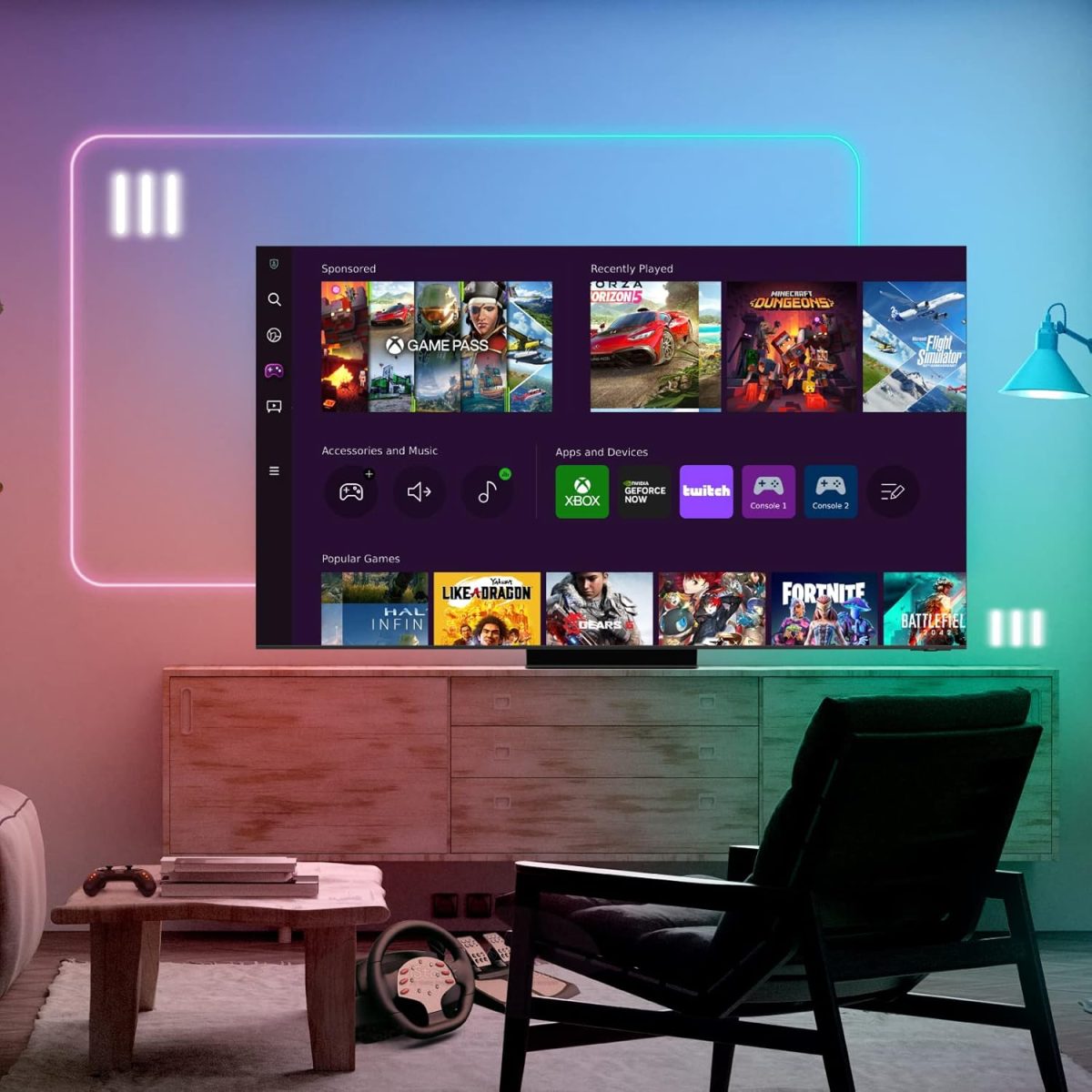 ⁦سامسونج تلفزيون ذكي نيو QLED 8K، 75 بوصة، اسود، معالج كوانتوم عصبي 8K، شاشة انفينيتي، او تي اس برو، QA75QN900C - 2023 - اصدار عالمي⁩ - الصورة ⁦10⁩