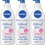 نيفيا لوشن للجسم للبشرة العادية الى الجافة، توهج طبيعي، مع فيتامين C وفلتر الاشعة فوق البنفسجية، يرطب ويوحد لون البشرة، 3 × 400 مل