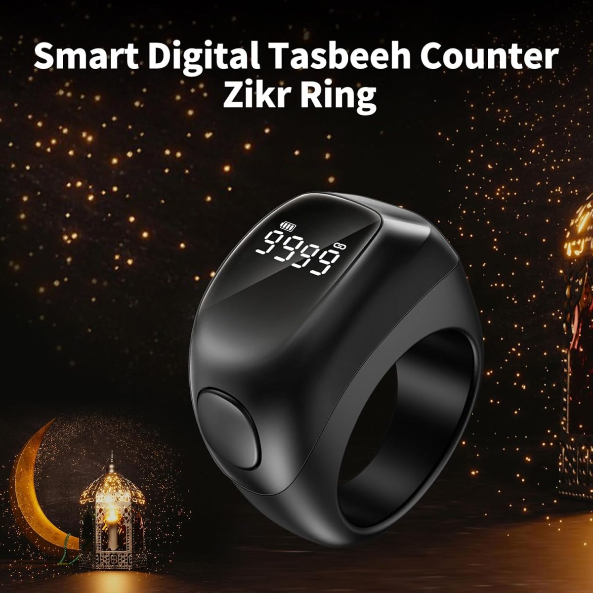 ⁦خاتم ذكري ذكي، 18 ملم 20 ملم 22 ملم، عداد تسبيح رقمي مع شاشة LED، تذكير بتوقيت الصلاة الاسلامية قابل لاعادة الشحن⁩ - الصورة ⁦4⁩