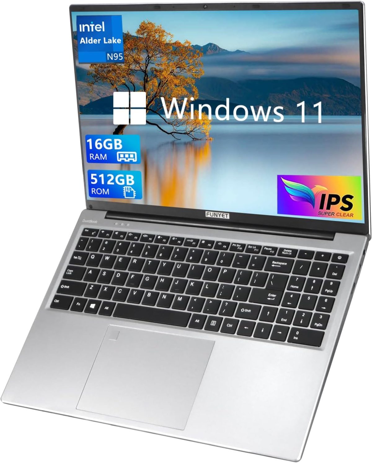 لابتوب فونيت 16 انش سيليرون N95 (حتى 3.4GHz)، 16GB DDR4 512GB SSD FHD 1920×1200، دوران 180 درجة (ديفيت N5095/N4020)