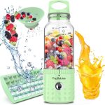 بوب بيبيز خلاط سموثي، خلاط محمول وخلاط شخصي يقدم مرة واحدة، خلاط للانتقال، اصدار محدث بلون اخضر تفاحي