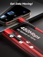 ⁦جي سوكس كيبل USB C بطول 2 متر [عبوتان]، كيبل USB نوع C 3.1 امبير للشحن السريع، سلك شحن USB A الى USB C متوافق مع ايفون 16/16 بلس/16 برو ماكس/15 سيريز، سامسونج جالاكسي S20 S10 S9، نوت 20 10، ال جي احمر⁩ - الصورة ⁦7⁩