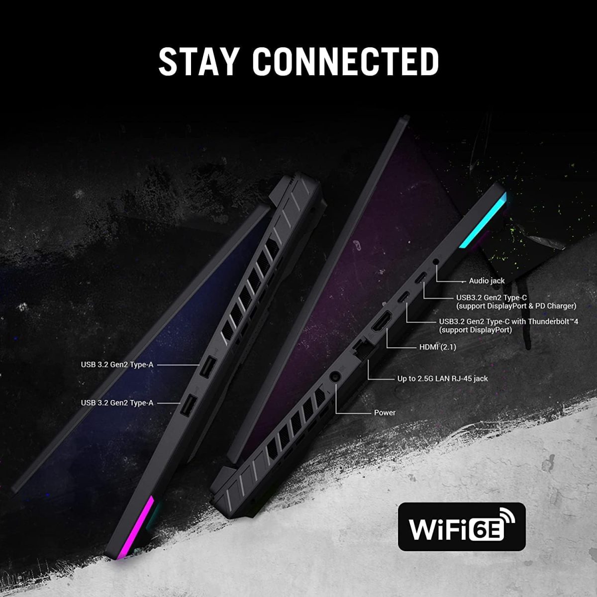 ⁦اسس لابتوب روج ستريكس G16 للالعاب 2023 بشاشة 16.1 انش FHD + 165Hz كور i7-13650HX 16GB 512GB انفيديا جيفورس RTX 4060 8GB بطاقة رسومات RGB خلفية مفتاح انجليزي ويندوز 11 رمادي مع اقتباسات العاب نيون⁩ - الصورة ⁦8⁩
