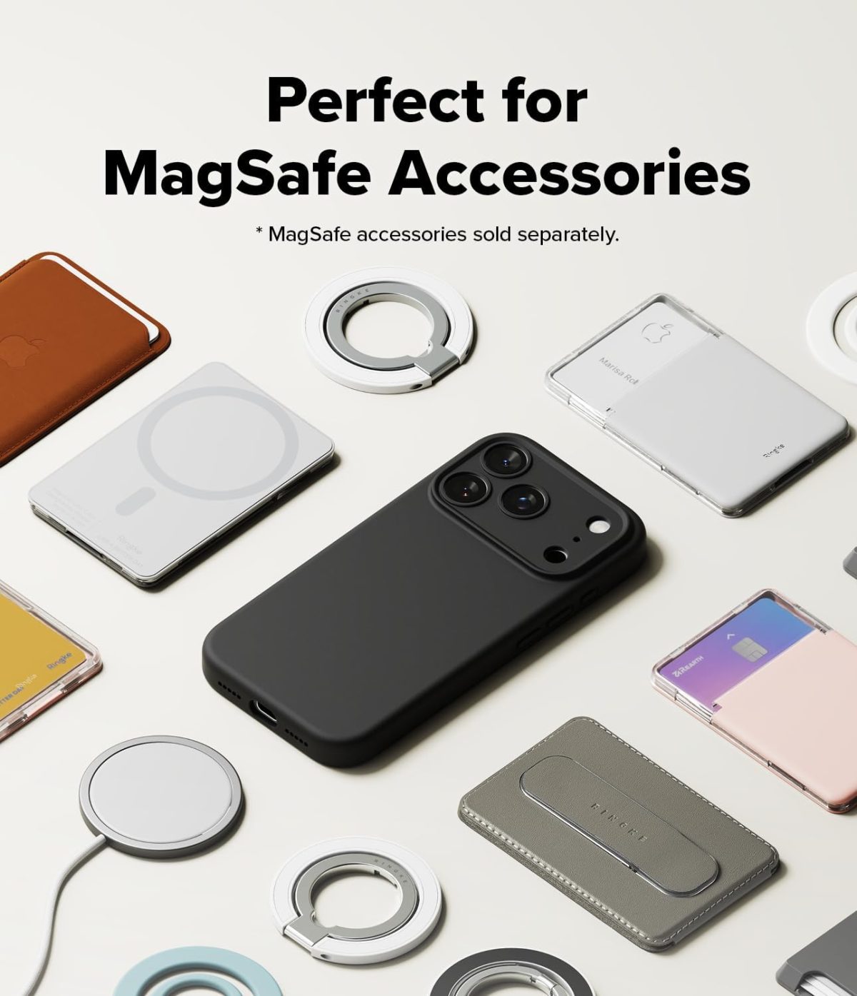 ⁦Ringke Silicone Magnetic Compatible with iPhone 17 Pro Max Case Back Cover Strong Magnet [3-Layer Liquid Silicone] Long Lasting Silky Feel Anti-Fingerprint - Black⁩ - الصورة ⁦8⁩