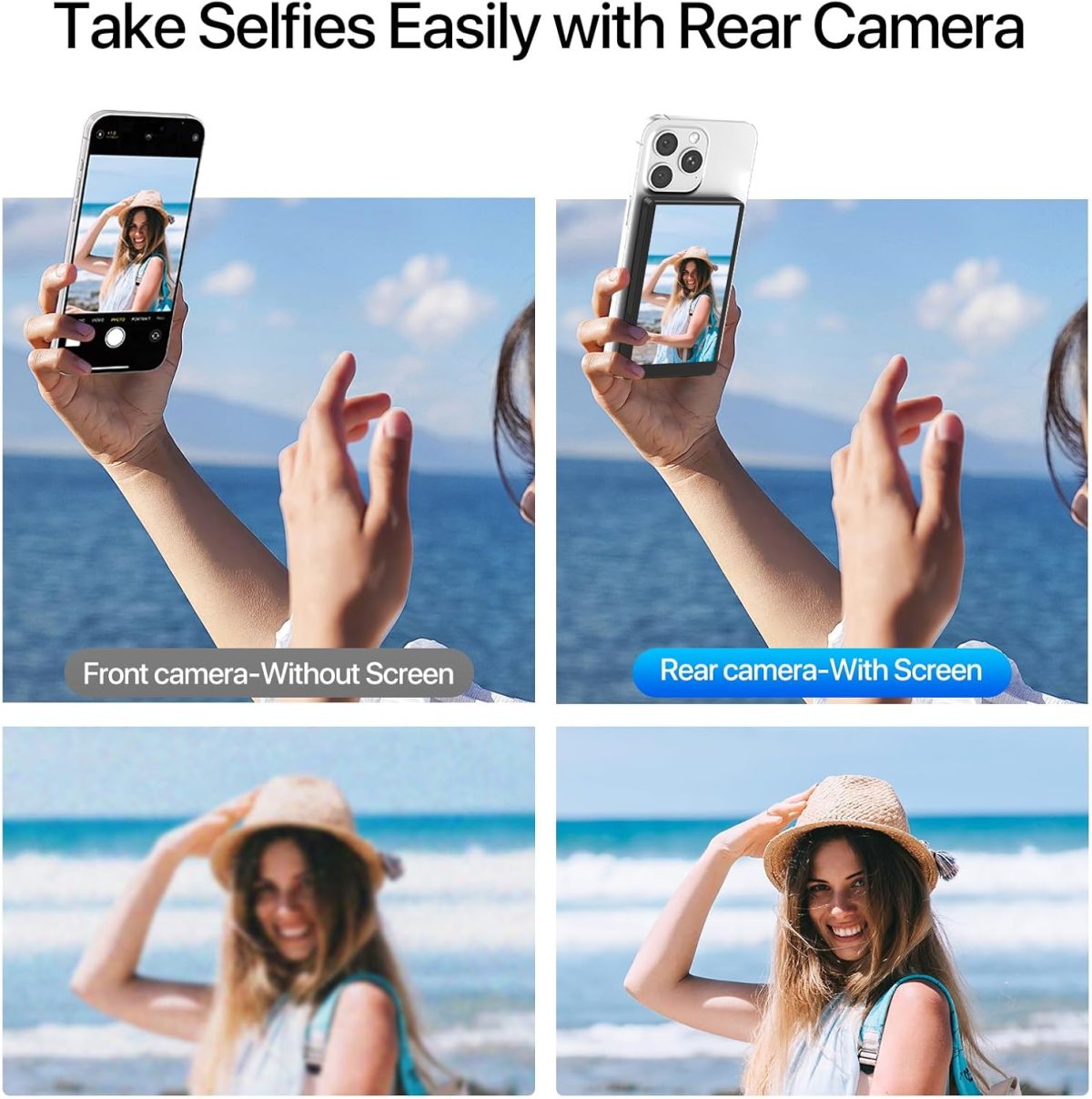 ⁦MAGEX Phone Vlog Selfie Monitor Screen, 4" Wireless Magnetic Selfie Screen for iPhone Android Back Camera Monitor for 4K Recording Selfie Vlog Live Stream TikTok, WiFi Uninterrupted⁩ - الصورة ⁦2⁩