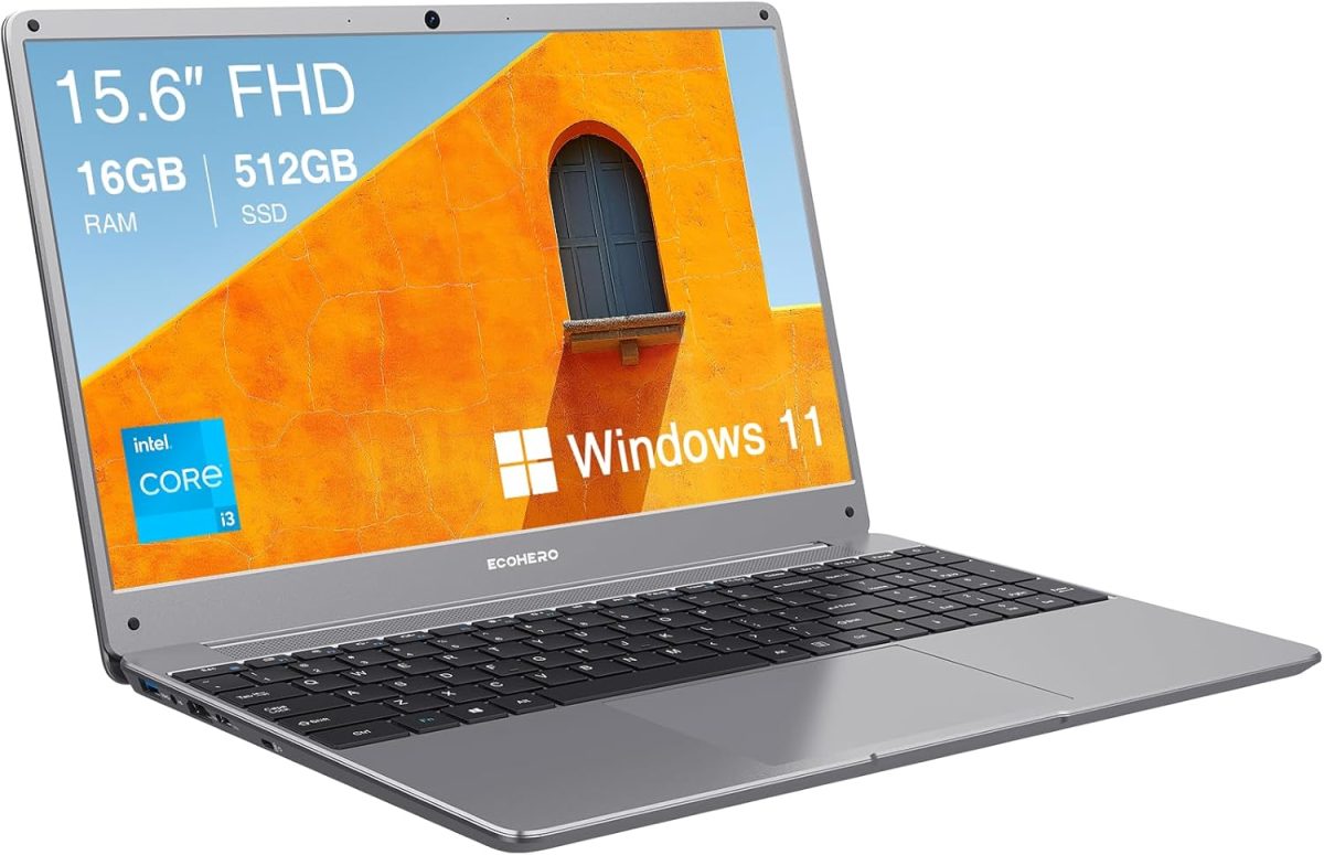 لابتوب ايكوهيرو ويندوز 11 بشاشة 15.6 انش FHD (1920×1080) IPS، انتل كور i3-5005U، ذاكرة RAM 16GB وSSD 512GB، واي فاي 2.4G/5G، بلوتوث 5.0 وار جيه 45، وظائف بالكامل، نوع C، سبيس