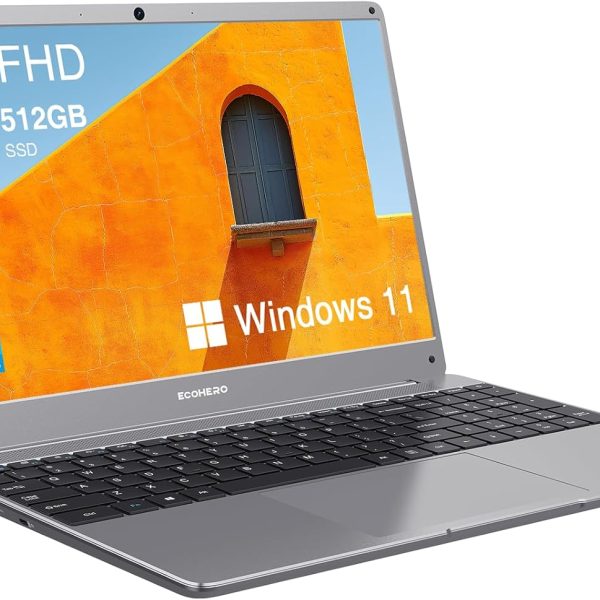لابتوب ايكوهيرو ويندوز 11 بشاشة 15.6 انش FHD (1920×1080) IPS، انتل كور i3-5005U، ذاكرة RAM 16GB وSSD 512GB، واي فاي 2.4G/5G، بلوتوث 5.0 وار جيه 45، وظائف بالكامل، نوع C، سبيس