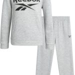 ريبوك بدلة رياضية للاولاد - سويت شيرت بغطاء راس من الصوف عالي الاداء وسروال رياضي للجري - طقم ملابس رياضية (8-14)