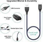 ⁦كيبل شاحن ساعة جارمين، كيبل شحن مضفر USB/USB C لجارمين فينيكس 8 7 7X 7S 6 E سولار وفور رانر 965 955 265 255 245 165 55 45، فينو 3 اس كيو وانستنكت وفيفواكتيف 5 4 (ازرق، USB 100 سم)⁩ - الصورة ⁦2⁩