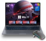 لابتوب العاب بشاشة FHD 16 انش وذاكرة RAM 16GB وSSD 512GB ومعالج N100 (حتى 3.4GHz)، ويندوز 11 اصدار احترافي، بلوتوث 5.0 HDMI، يدعم شحن نوع C، واي فاي، بطارية 5000mAh، رمادي