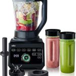 خلاط باور بلاند لصنع السموذي بقدرة 1600 واط من براون، بـ9 ميزات عالية الاداء و28 وظيفة ممتازة مع وعاء تريتان مثلث فريد للحساء وفرم الطعام والثلج المجروش والايس كريم والعجين، اسود JB 9042