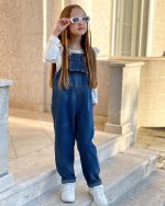 ⁦رولانكو افرهول جينز للبنات، افرهول دنغري فضفاض من الدنيم للاطفال الكبار⁩ - الصورة ⁦4⁩