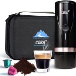 ماكينة تحضير قهوة اسبريسو محمولة سريعة التسخين متوافقة مع كبسولات ان اس والقهوة المطحونة بسعة 20 بار مع شنطة حمل للسيارة والشاحنة والتخييم والمشي لمسافات طويلة والغولف في الهواء الطلق