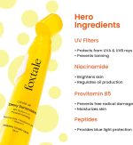 ⁦Foxtale SPF 70 Niacinamide Dewy Sunscreen with PA++++ For Dewy Sun Protection|Prevents Tan|Lightenweight, Non Greasy, No White Cast|Anti-Tan Formula|For Men & Women|For all skin type,50 Ml⁩ - الصورة ⁦3⁩