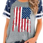 American Flag Shirt Women 4th of July Shirts USA Flag Graphic Patriotic Tshirt Raglan Color Block Tops