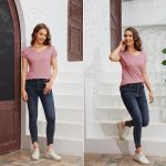 ⁦3 قطع تيشيرتات نسائية بقبة V، تي شيرتات ناعمة للنساء، بلايز ربيعية مودال للنساء 2024⁩ - الصورة ⁦5⁩