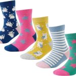 تشونج جوارب قطنية للفتيات الصغيرات الكبيرات للأطفال الصغار بنمط قطة مبتكرة بنمط كرتوني لطيف، 5 أزواج من الحيوانات المرحة