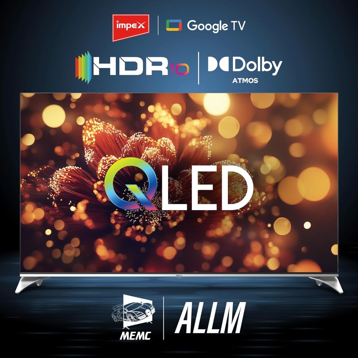 ⁦امبيكس تلفزيون جوجل QLED 65 بوصة (evoQ 65S4QLC2R120) | تلفزيون 4K UHD، 120Hz DLG، دولبي فيجن واتموس | ذاكرة RAM 2GB + روم 16GB | HDMI ARC/eARC | واي فاي وبلوتوث وجهاز تحكم صوتي | ALLM | ضمان عامين⁩ - الصورة ⁦3⁩
