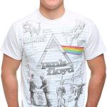 تي شيرت ليكويد بلو للرجال فلويد سكتش ، أبيض, أبيض, One Size