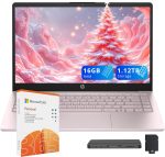 HP لابتوب ستريم 14 انش HD، معالج انتل N150، ذاكرة RAM 16GB، تخزين 1.16TB (مجموعة قاعدة شحن 128GB UFS+1.03TB)، بطاقة رسومات انتل، كاميرا ويب، واي فاي 6، اوفيس 365 لمدة عام، كوبايلوت، شحن سريع، ويندوز