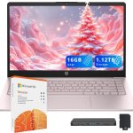 HP لابتوب ستريم 14 انش HD، معالج انتل N150، ذاكرة RAM 16GB، تخزين 1.16TB (مجموعة قاعدة شحن 128GB UFS+1.03TB)، بطاقة رسومات انتل، كاميرا ويب، واي فاي 6، اوفيس 365 لمدة عام، كوبايلوت، شحن سريع، ويندوز