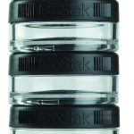 زجاجة خلاط حاويات تخزين الطعام لمسحوق البروتين والوجبات الخفيفة الصحية والتحكم في الكميات من جوستاك، 40 سم مكعب 4 قطع، اسود