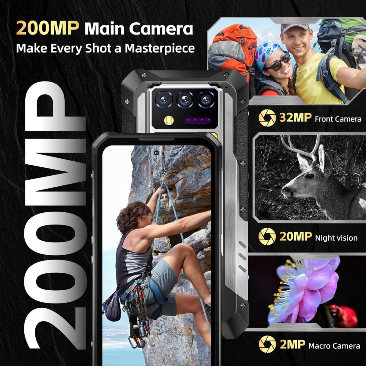 ⁦هاتف ذكي متين WP100 تيان بنظام اندرويد 14 سعة 48GB 512GB ديمنستي 7300 3K AMOLED شاشة 33000mAh كاميرا ليلية 5G⁩ - الصورة ⁦7⁩