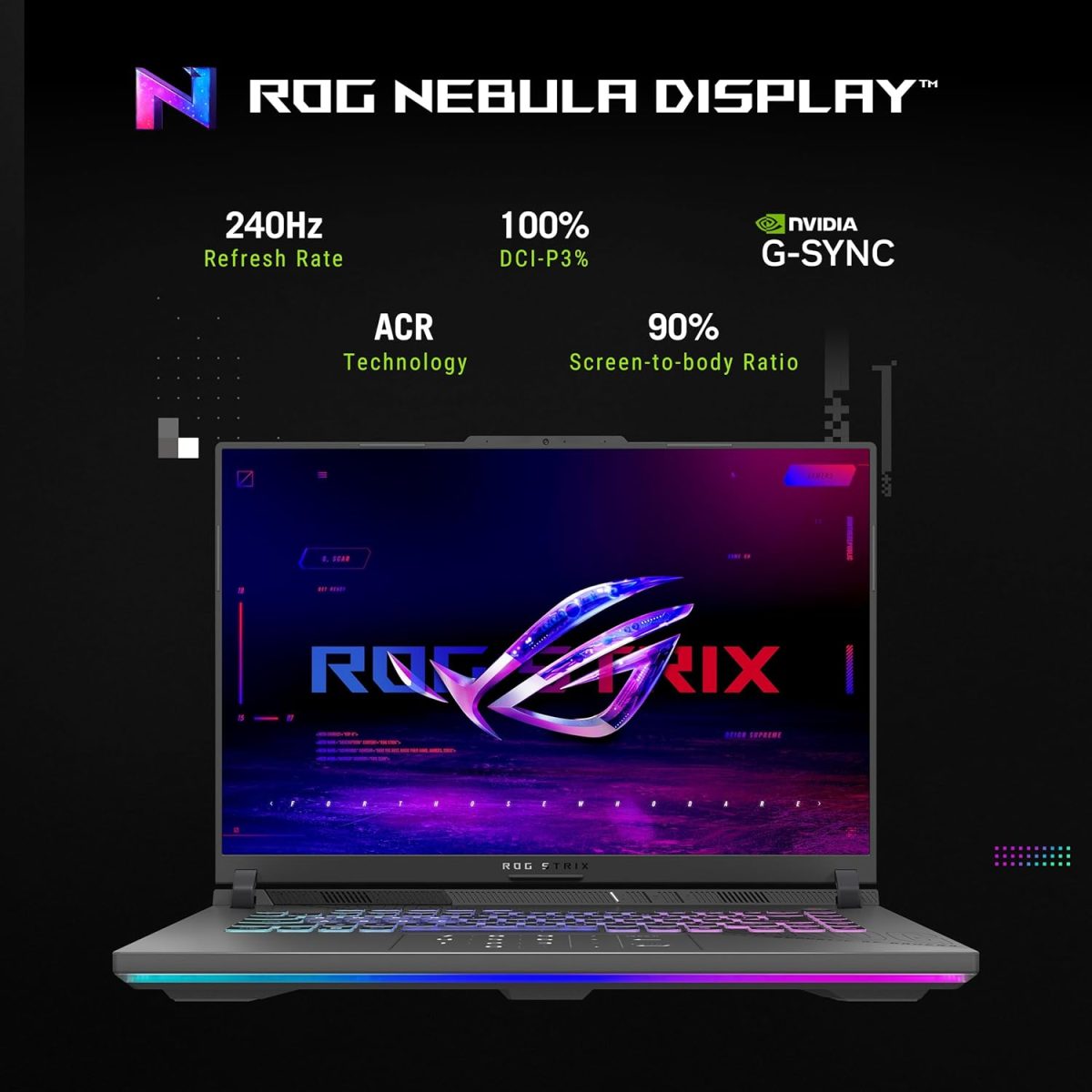 ⁦ASUS ROG Strix G16 (2025) Gaming Laptop, 16” ROG Nebula 16:10 2.5K 240Hz/3ms, NVIDIA® GeForce RTX™ 5070, AMD Ryzen™ 9 9955HX Processor, 32GB DDR5-5600, 1TB PCIe Gen 4 SSD, Wi-Fi 6E, Windows 11 Home⁩ - الصورة ⁦4⁩