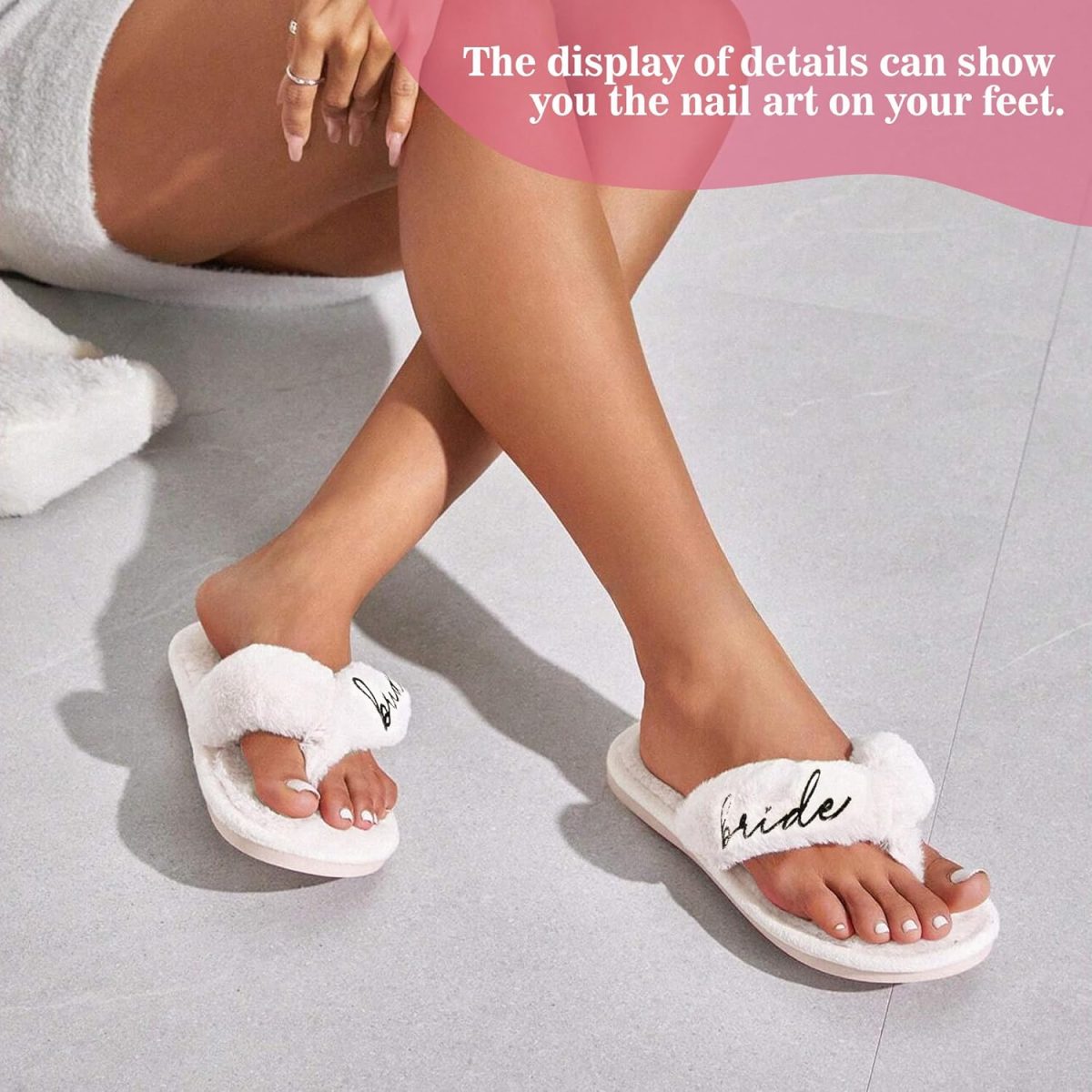⁦JUSTOTRY Stag Night Women's Slippers, White Team Bride Party Slippers for Jga Women Gift⁩ - الصورة ⁦5⁩