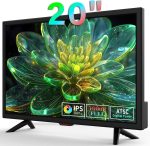 تلفزيون 20 بوصة من جيكسيوب، زوايا عرض كاملة 1080P HD، تلفزيون رقمي صغير يثبت على الحائط للمطبخ - منافذ HDMI/USB - مدخلات محول تيار مستمر 12 فولت تيار متردد للكرفان وغرف النوم