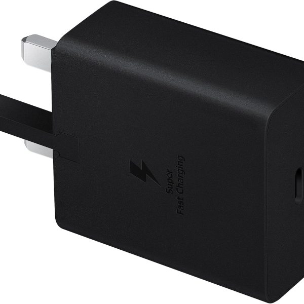 سامسونج محول سفر رسمي من جالاكسي 45 واط، شحن فائق السرعة (قابس المملكة المتحدة مع كابل USB نوع سي)، اسود