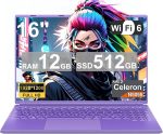 لابتوب العاب نوتود 16 انش ويندوز 11 12+512GB SSD متوافق مع لابتوب 2TB (HDD-2TB) 1920x1200 رباعي النواة سيليرون N5095 (حتى 2.9GHz) مع لوحة مفاتيح رقمية نوع C