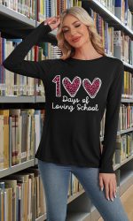 ⁦بيتشار 100 Days of School قميص للمعلم أيام المدرسة قمصان طويلة الأكمام مضحك 100 يوم هدايا الاحتفالات⁩ - الصورة ⁦5⁩