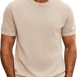 بي جيه بول جونز تي شيرت كاجوال كلاسيكي باكمام قصيرة ورقبة دائرية ضيقة ولون واحد للرجال