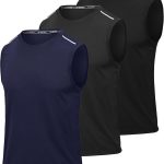 تي شيرت رياضي بدون اكمام للرجال من ار بي واي كيه بي، عبوة من 3 قطع من البوليستر بقصة جافة للتمارين الرياضية وصالة الالعاب الرياضية والتنس وكرة السلة
