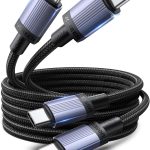 يوجرين كابل يو إس بي سي إلى تايب سي بقوة 240 واط ، قطعتان، سلك شحن سريع PD 3.1، كبيل شاحن من النوع سي متوافق مع ماك بوك برو/إير، لابتوب إتش بي، آيباد، آيفون 16/15، جالاكسي إس 25 ألترا، 2 متر