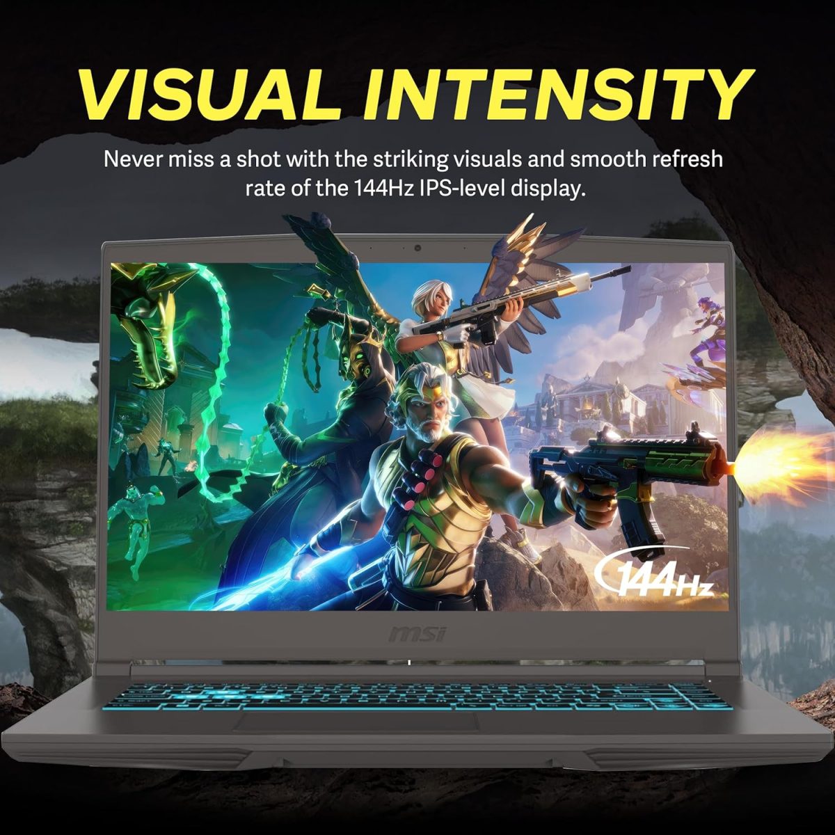 ⁦MSI لابتوب العاب رفيع GF63 بشاشة 15.6 انش FHD 144Hz ومعالج انتل i5-12450H وذاكرة RAM 32GB وSSD PCIe 2TB وبطاقة انفيديا جيفورس RTX 2050 وكيبورد باضاءة خلفية وواي فاي 6 وويندوز 11 برو، مجموعة تمديد هوت⁩ - الصورة ⁦4⁩