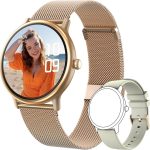 ساعة ذكية للنساء والرجال من زوني مع مكالمات بلوتوث، شاشة اموليد HD 1.43 انش IP68 لتتبع اللياقة البدنية وضغط الدم/معدل ضربات القلب/اكسجين الدم/مراقب النوم، اكثر من 100 وضع رياضي (ابيض كريمي)