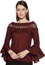 بلوزة بقصة عادية ولون واحد للنساء من كريف