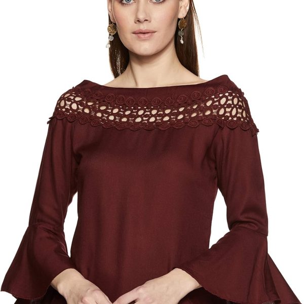 بلوزة بقصة عادية ولون واحد للنساء من كريف